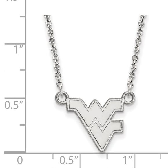 Sterling Silver West Virginia U Small Pendant Necklace - Picture 2 of 4